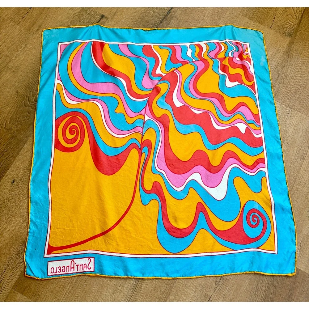 Vintage 1960s 70s Giorgio di Sant'Angelo Top Big Psychedelic Silk Scarf Mod